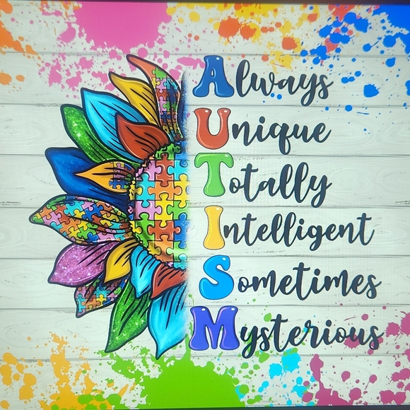 Colorful Autism Puzzle Pattern Tumbler. Hand Crafted. NIB 20oz - Picture 6 of 6